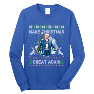 Make Christmas Great Again Ugly Funny Trump 47 Xmas Meaningful Gift Long Sleeve Shirt