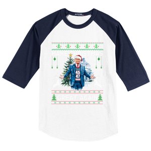 Make Christmas Great Again Ugly Funny Trump 47 Xmas Meaningful Gift Baseball Sleeve Shirt