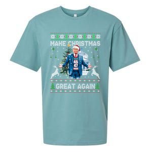 Make Christmas Great Again Ugly Funny Trump 47 Xmas Meaningful Gift Sueded Cloud Jersey T-Shirt