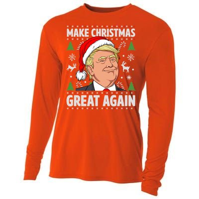 Make Christmas Great Again Funny Trump Ugly Christmas Gift Cooling Performance Long Sleeve Crew