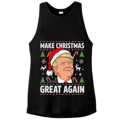 Make Christmas Great Again Funny Trump Ugly Christmas Gift Ladies PosiCharge Tri-Blend Wicking Tank
