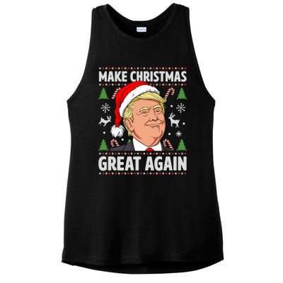 Make Christmas Great Again Funny Trump Ugly Christmas Gift Ladies PosiCharge Tri-Blend Wicking Tank