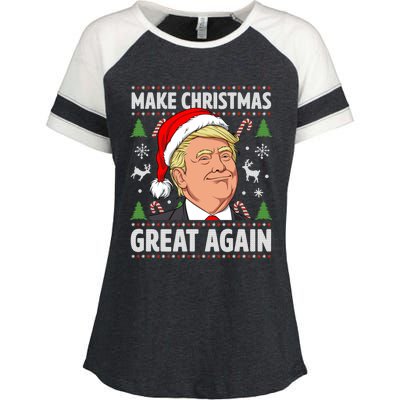 Make Christmas Great Again Funny Trump Ugly Christmas Gift Enza Ladies Jersey Colorblock Tee