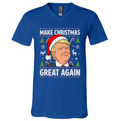 Make Christmas Great Again Funny Trump Ugly Christmas Gift V-Neck T-Shirt