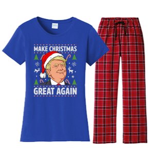 Make Christmas Great Again Funny Trump Ugly Christmas Gift Women's Flannel Pajama Set