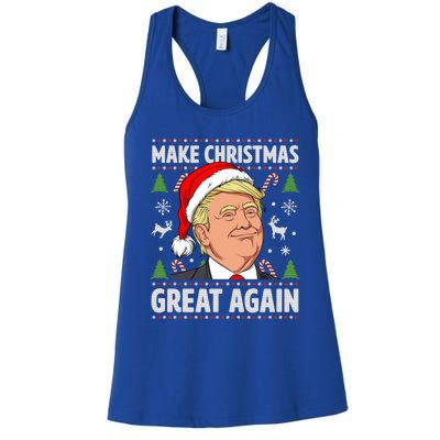 Make Christmas Great Again Funny Trump Ugly Christmas Gift Women's Racerback Tank