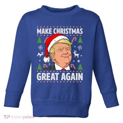 Make Christmas Great Again Funny Trump Ugly Christmas Gift Toddler Sweatshirt
