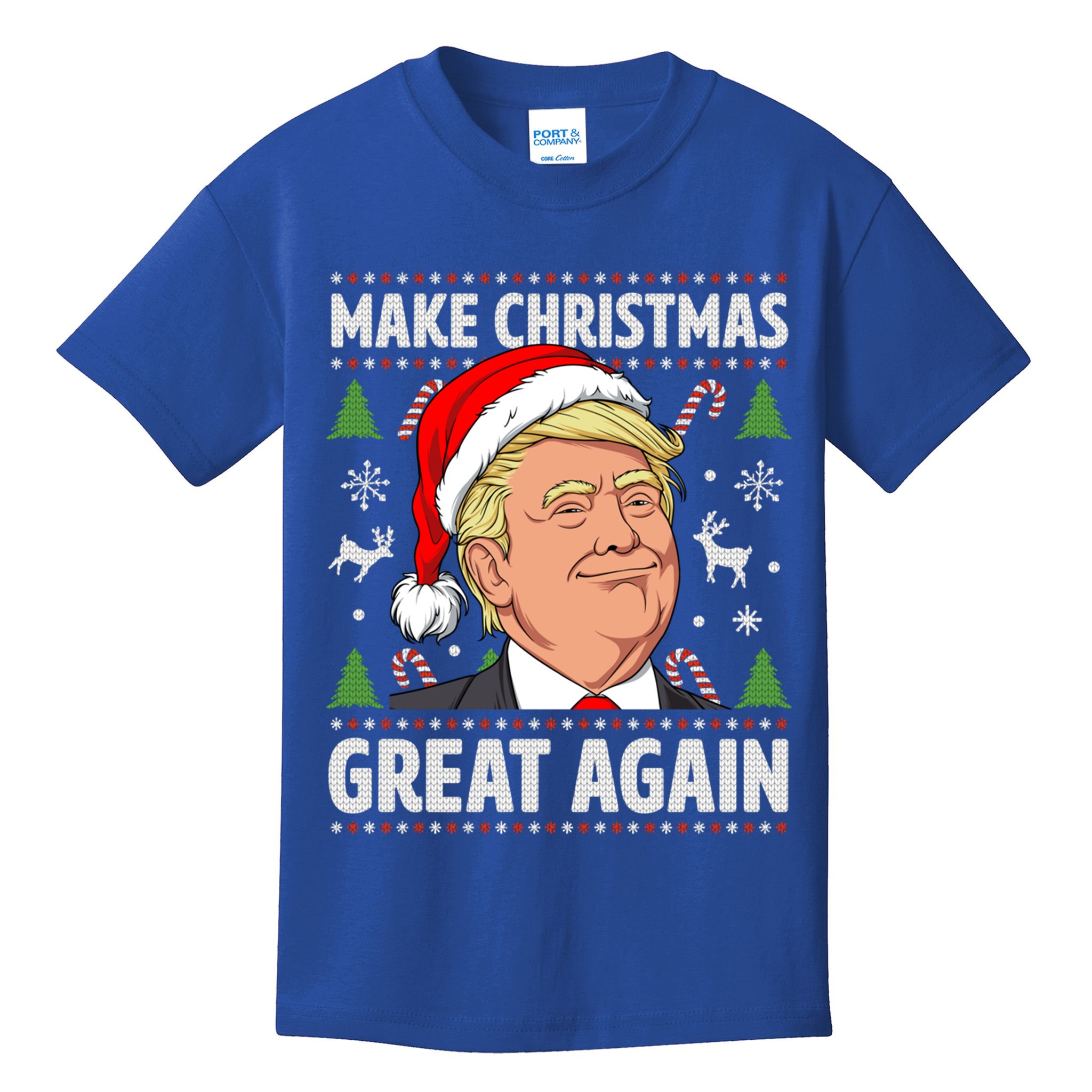 Make Christmas Great Again Funny Trump Ugly Christmas Gift Kids T-Shirt