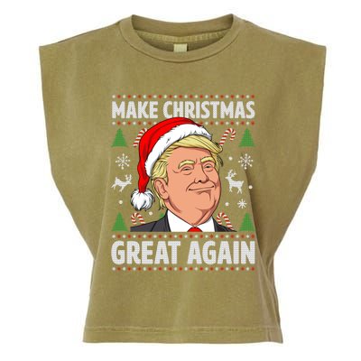 Make Christmas Great Again Funny Trump Ugly Christmas Gift Garment-Dyed Women's Muscle Tee