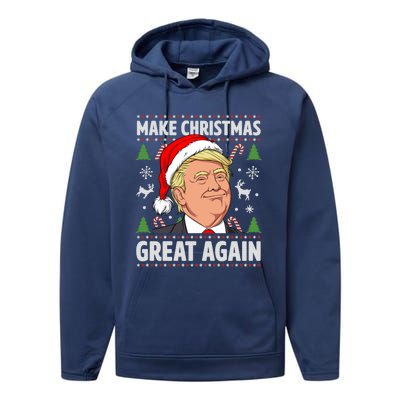 Make Christmas Great Again Funny Trump Ugly Christmas Gift Performance Fleece Hoodie