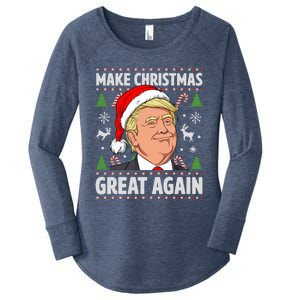 Make Christmas Great Again Funny Trump Ugly Christmas Gift Women's Perfect Tri Tunic Long Sleeve Shirt