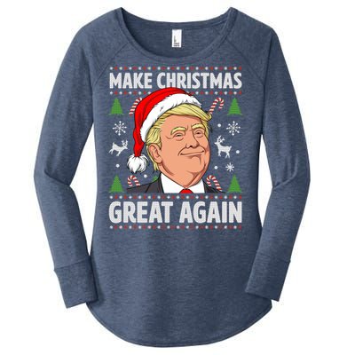 Make Christmas Great Again Funny Trump Ugly Christmas Gift Women's Perfect Tri Tunic Long Sleeve Shirt