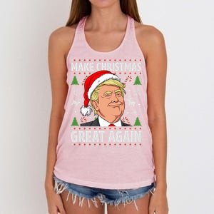 Make Christmas Great Again Funny Trump Ugly Christmas Gift Women's Knotted Racerback Tank