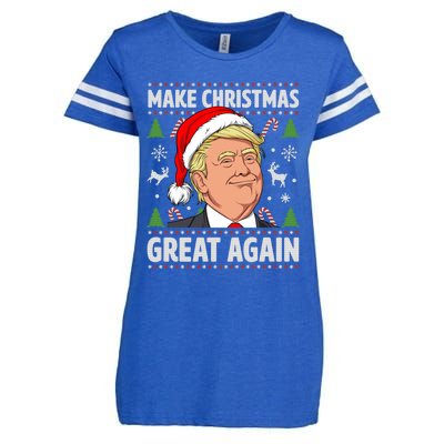 Make Christmas Great Again Funny Trump Ugly Christmas Gift Enza Ladies Jersey Football T-Shirt