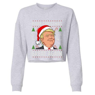 Make Christmas Great Again Funny Trump Ugly Christmas Gift Cropped Pullover Crew