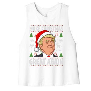 Make Christmas Great Again Funny Trump Ugly Christmas Gift Women's Racerback Cropped Tank