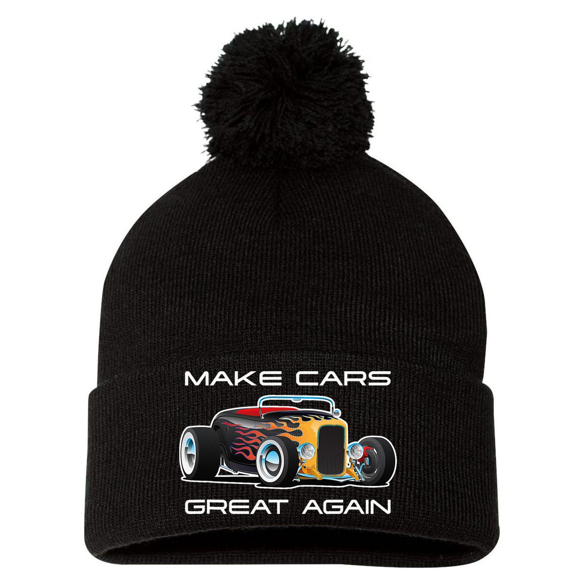 Make Cars Great Again! Classic Muscle Car Hotrod Design Pom Pom 12in Knit Beanie