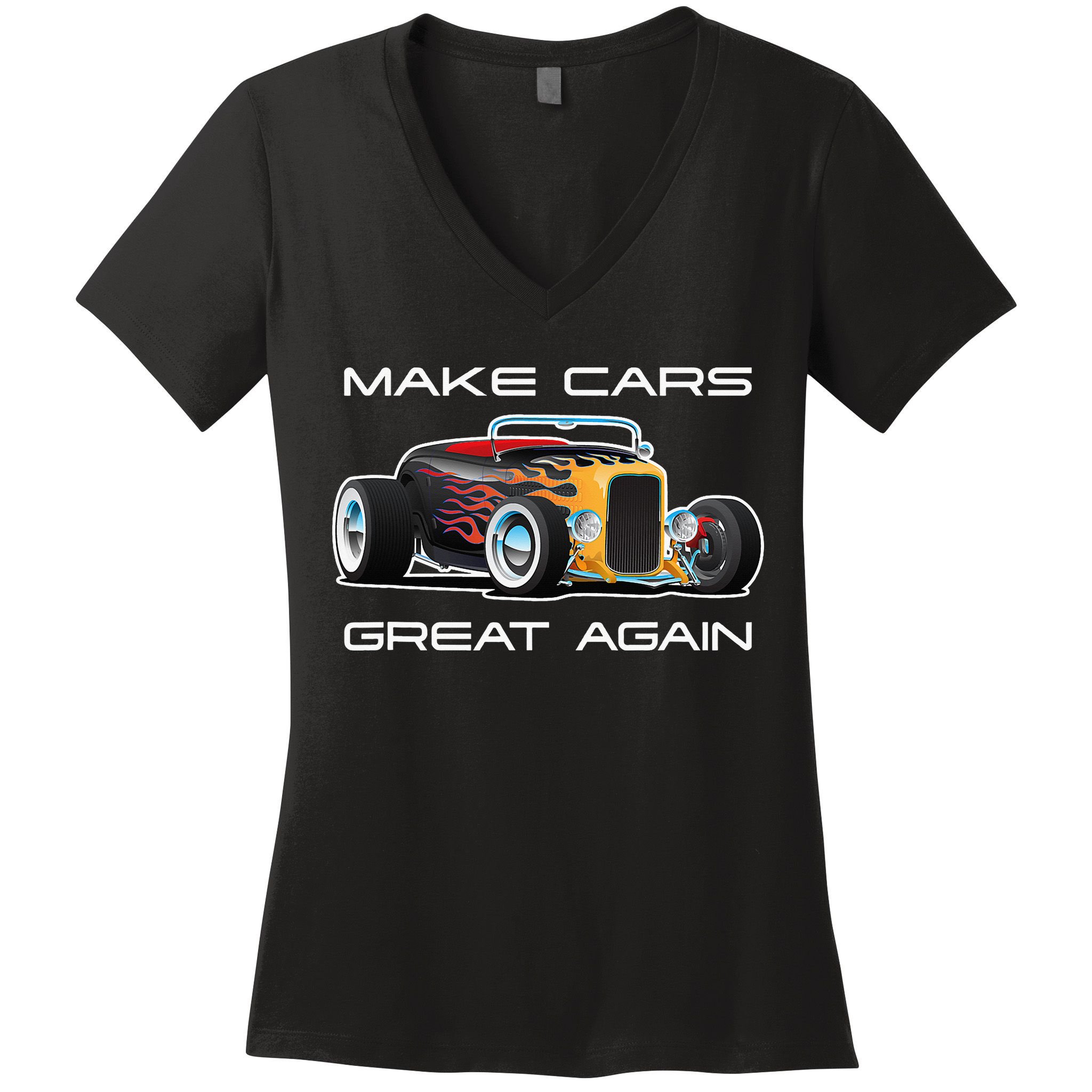 Make Cars Great Again! Classic Muscle Car Hotrod Design Women's V-Neck T-Shirt