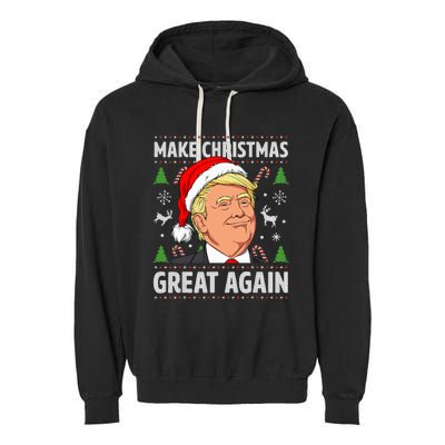 Make Christmas Great Again Funny Trump Ugly Christmas Garment-Dyed Fleece Hoodie