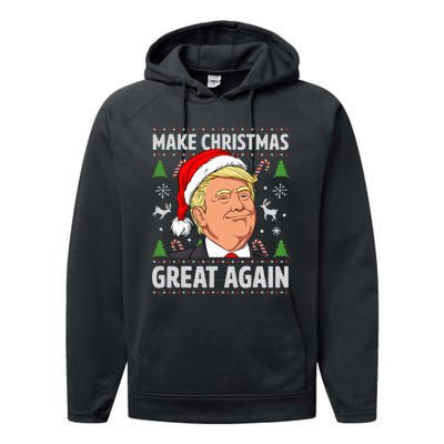 Make Christmas Great Again Funny Trump Ugly Christmas Performance Fleece Hoodie