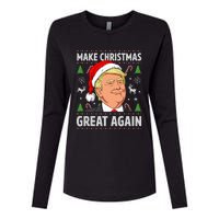 Make Christmas Great Again Funny Trump Ugly Christmas Womens Cotton Relaxed Long Sleeve T-Shirt