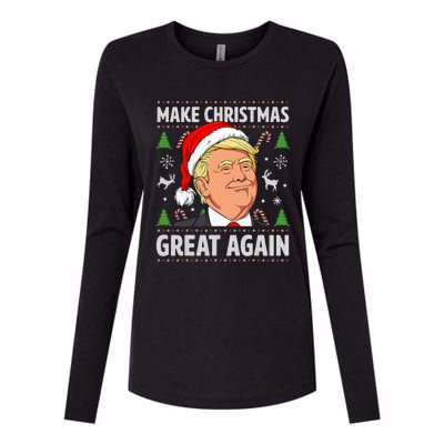 Make Christmas Great Again Funny Trump Ugly Christmas Womens Cotton Relaxed Long Sleeve T-Shirt