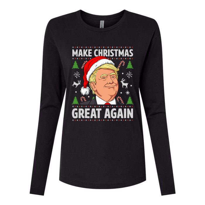 Make Christmas Great Again Funny Trump Ugly Christmas Womens Cotton Relaxed Long Sleeve T-Shirt