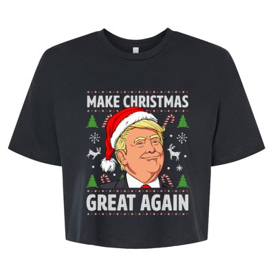 Make Christmas Great Again Funny Trump Ugly Christmas Bella+Canvas Jersey Crop Tee