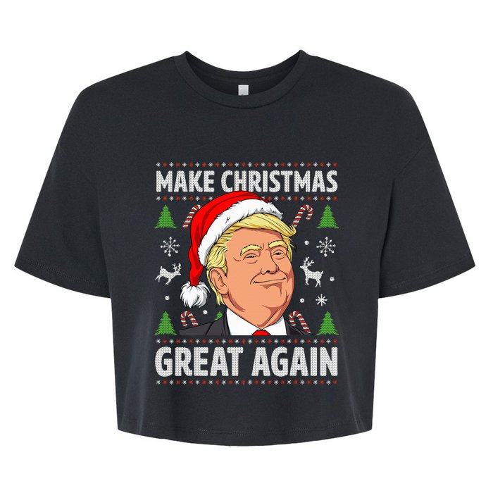 Make Christmas Great Again Funny Trump Ugly Christmas Bella+Canvas Jersey Crop Tee