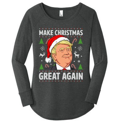 Make Christmas Great Again Funny Trump Ugly Christmas Women's Perfect Tri Tunic Long Sleeve Shirt