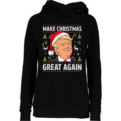 Make Christmas Great Again Funny Trump Ugly Christmas Womens Funnel Neck Pullover Hood