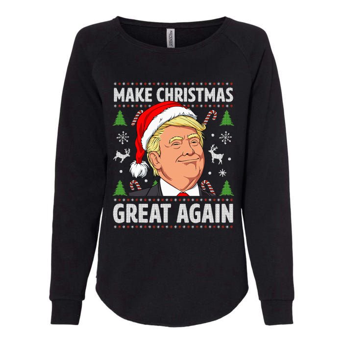 Make Christmas Great Again Funny Trump Ugly Christmas Womens California Wash Sweatshirt