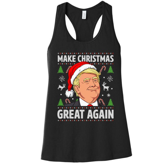 Make Christmas Great Again Funny Trump Ugly Christmas Women's Racerback Tank