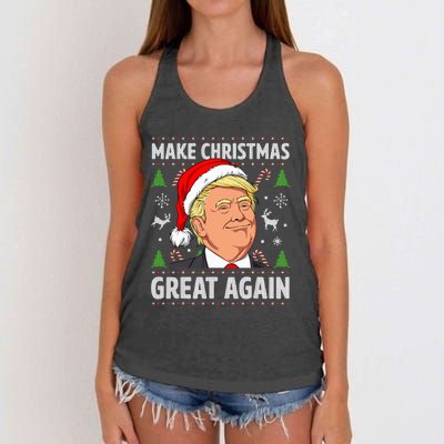 Make Christmas Great Again Funny Trump Ugly Christmas Women's Knotted Racerback Tank