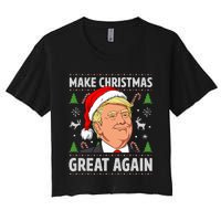 Make Christmas Great Again Funny Trump Ugly Christmas Women's Crop Top Tee