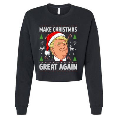 Make Christmas Great Again Funny Trump Ugly Christmas Cropped Pullover Crew