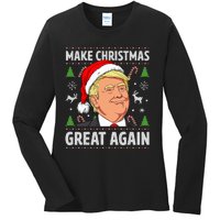 Make Christmas Great Again Funny Trump Ugly Christmas Ladies Long Sleeve Shirt