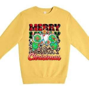 Merry Christmas Gamer Game Controler Christmas Tree Lights Gift Premium Crewneck Sweatshirt