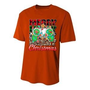 Merry Christmas Gamer Game Controler Christmas Tree Lights Gift Performance Sprint T-Shirt