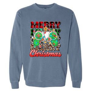 Merry Christmas Gamer Game Controler Christmas Tree Lights Gift Garment-Dyed Sweatshirt