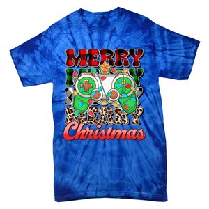 Merry Christmas Gamer Game Controler Christmas Tree Lights Gift Tie-Dye T-Shirt