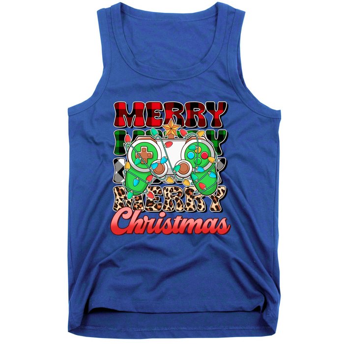 Merry Christmas Gamer Game Controler Christmas Tree Lights Gift Tank Top