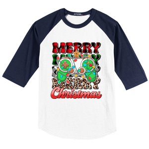 Merry Christmas Gamer Game Controler Christmas Tree Lights Gift Baseball Sleeve Shirt