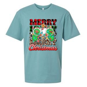 Merry Christmas Gamer Game Controler Christmas Tree Lights Gift Sueded Cloud Jersey T-Shirt