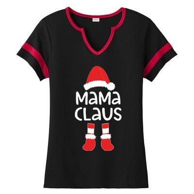 Mama Claus Gift Matching Christmas Gift Ladies Halftime Notch Neck Tee