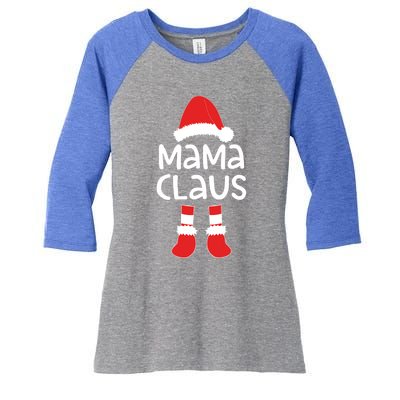 Mama Claus Gift Matching Christmas Gift Women's Tri-Blend 3/4-Sleeve Raglan Shirt