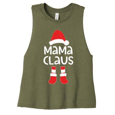 Mama Claus Gift Matching Christmas Gift Women's Racerback Cropped Tank