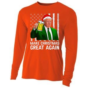 Make Christmas Great Again Beer Drinking Xmas Trump Cooling Performance Long Sleeve Crew