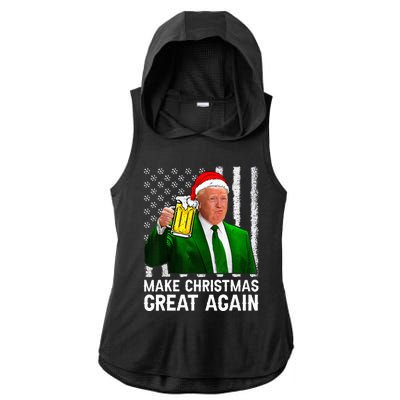 Make Christmas Great Again Beer Drinking Xmas Trump Ladies PosiCharge Tri-Blend Wicking Draft Hoodie Tank