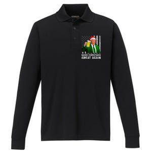 Make Christmas Great Again Beer Drinking Xmas Trump Performance Long Sleeve Polo